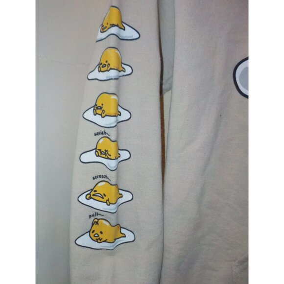 Sanrio Gudetama Tan Hoodie Sweatshirt Adult Size M Unisex "The Lazy Egg" No Tie - Picture 3 of 6